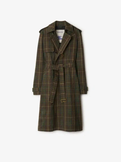 Burberry Ered Double-breasted Trench Coat In Canvas In Multi