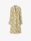 Burberry Long Check Linen Trench Coat In Wheat
