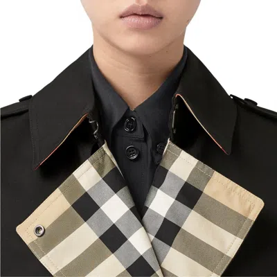 Burberry Long Check Lapel Gabardine Trench Coat In Multi