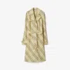 Burberry Long Check Linen Trench Coat In Wheat