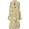 Burberry Long Check Linen Trench Coat In Wheat