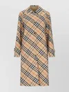 Burberry Long Check Pattern Collared Neck Jacket In Yellow
