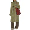 Burberry Long Check Stretch Linen Trench Coat In Caper