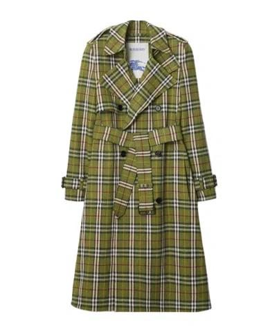 BURBERRY BURBERRY DOUBLE BREASTED BELTED CHECKED COAT