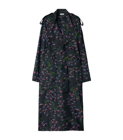 BURBERRY LONG CHERRY PRINT TRENCH COAT