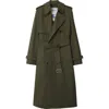 Burberry Long Castleford Trench Coat In Green