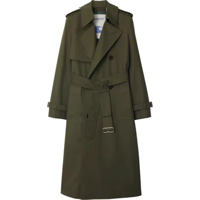 Burberry Long Castleford Trench Coat In Green
