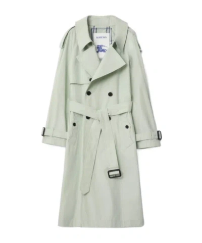 Burberry Long Cotton Canvas Fitzrovia Trench Coat In Green