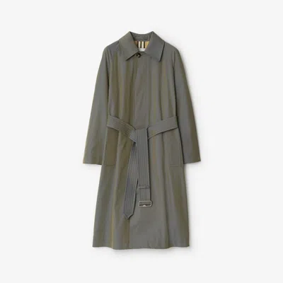 Burberry Long Cotton Car Coat In Gray