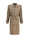 Burberry Long Double-breasted Trench Coat Beige In Brown