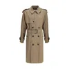 Burberry Long Cotton Gabardine Trench Women's Coat In Brown