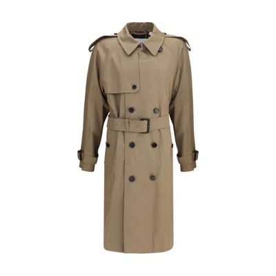 Burberry Long Cotton Gabardine Trench Women's Coat In Brown
