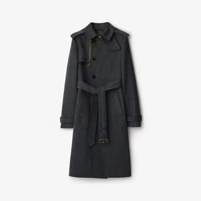 Burberry Long Trench Coat In Cotton And Nylon In Cinder