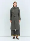 Burberry Women Long Cotton Nylon Trench Coat In Gray