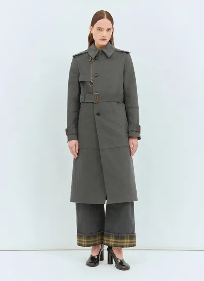 Burberry Long Cotton Nylon Trench Coat In Grey