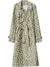 Burberry Blur Flower Double-breasted Long Trench Coat In Neutrals