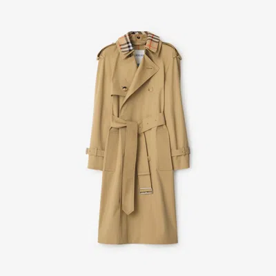 Burberry Notched-lapel Cotton Trench Coat In Flax