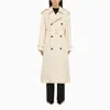 Burberry Double-breasted Cotton Trench Coat In Beige
