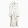 BURBERRY BURBERRY LONG DOUBLE BREASTED BEIGE COTTON TRENCH COAT