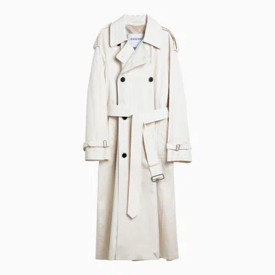 BURBERRY BURBERRY LONG DOUBLE BREASTED BEIGE COTTON TRENCH COAT