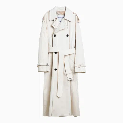 BURBERRY BURBERRY LONG DOUBLE-BREASTED BEIGE COTTON TRENCH COAT WOMEN