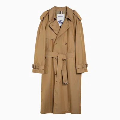 BURBERRY BURBERRY LONG DOUBLE BREASTED SPELT COTTON TRENCH COAT