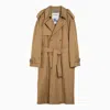 BURBERRY BURBERRY LONG DOUBLE-BREASTED SPELT COTTON TRENCH COAT MEN