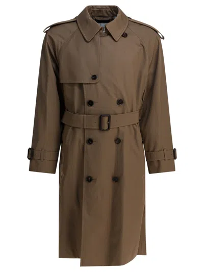Burberry Long Double-breasted Trench Coat Beige In Brown