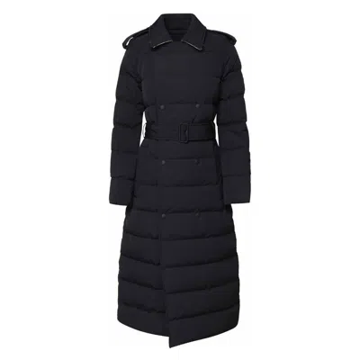 Burberry Long Double-breasted Down Puffer Coat In Black