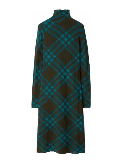 Burberry Checkered Wool Blend Shift Dress In Snug