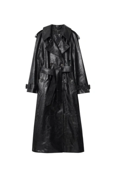 BURBERRY BURBERRY LONG EMBOSSED LEATHER TRENCH COAT