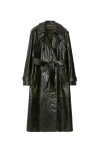 Burberry Long Leather Castleford Trench Coat In Black