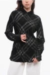 Burberry Long Flannel Shirt With Checkered Motif