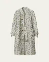 Burberry Long Daisy Lightweight Zip Car Coat In Eccles Ip Pattern