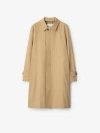 Burberry Long Beige Gabardine Car Coat In Flax
