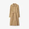Burberry Long Gabardine Car Coat In Flax