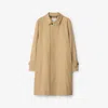 Burberry Long Beige Gabardine Car Coat In Flax