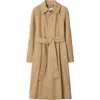 Burberry Long Gabardine Car Coat In Flax