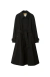 Burberry Long Gabardine Ellingham Fit-and-flare Car Coat In Black