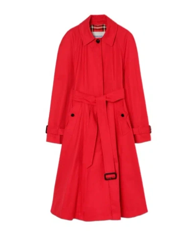 Burberry Long Gabardine Ellingham Fit-and-flare Car Coat In Red