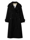 Burberry Long Gabardine Fitzrovia Trench Coat Clothing In Black
