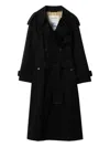 Burberry Long Gabardine Fitzrovia Trench Coat Clothing In Black