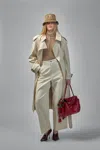 Burberry Long Gabardine Fitzrovia Trench Coat In Sand