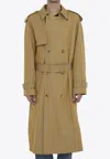 Burberry Mens Spelt Double-breasted Cotton Trench Coat In Beige