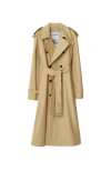 Burberry Long Gabardine Trench Coat In Flax