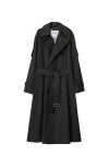Burberry Long Gabardine Trench Coat In Onyx