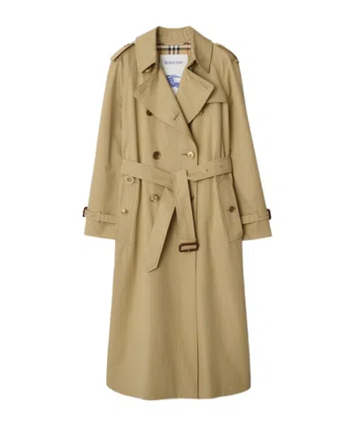 Burberry Long Gabardine Waterloo Trench Coat In Hamper