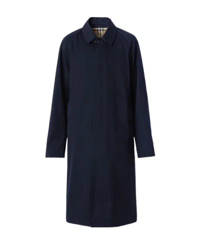 Burberry Long Heritage Light Coat In Blue