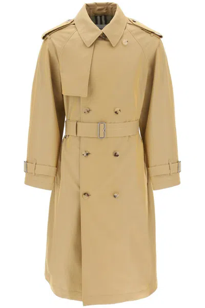 Burberry Long Iridescent Trench In Beige
