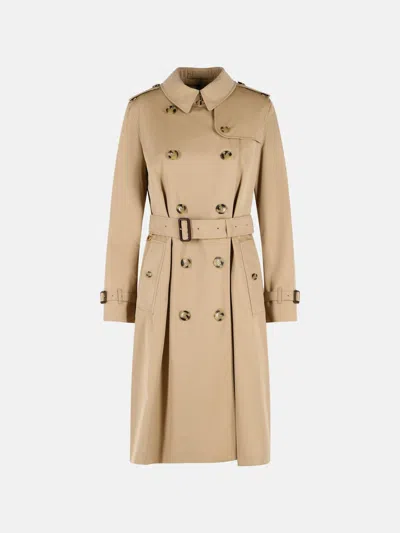 Burberry Long 'kensington' Beige Cotton Trench Coat